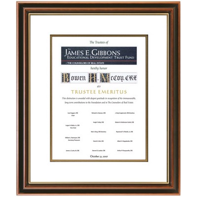 Illuminated Award in Classic Collection Walnut/ Gold/ Ivory & Gold /17"x20"