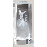 Golf Female Stock Sports Crystal Award (4.5" x 2")