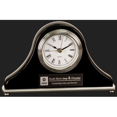 Stay On Time-Mantel Black Piano Finish Desk Clock Award