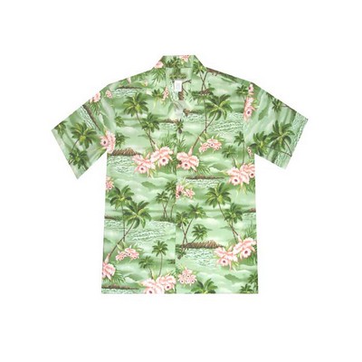 Hawaiian Tropical Print 100% Rayon Silky Feel Bahama Shirt