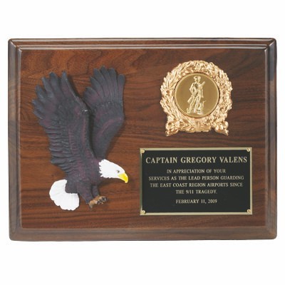 Eagle Plaque w/Hand Painted Eagle Takes 2" Insert (8"x 10")