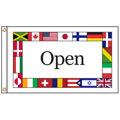 International Open 5' X 8' Knit Poly Flag with Heading and Grommets