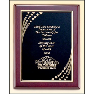 Rosewood Piano Finish Plaque with Brass Plate (8" x 10.5")