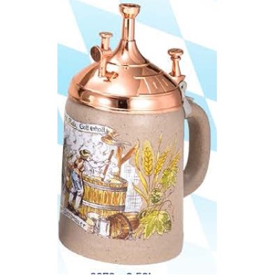 1/2 Liter Stein Mug w/Copper Plated Lid