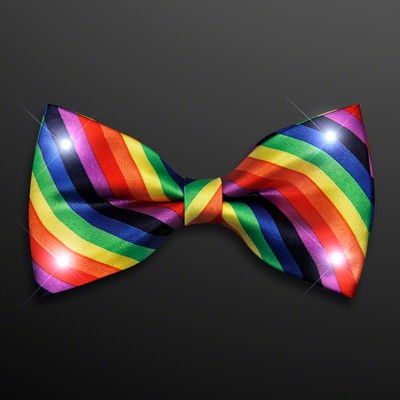 White LED Rainbow Stripe Bow Ties - BLANK