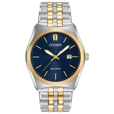 Citizen Men's Corso Eco-Drive Watch, Two-tone Stainless Steel with Marine Blue Dial