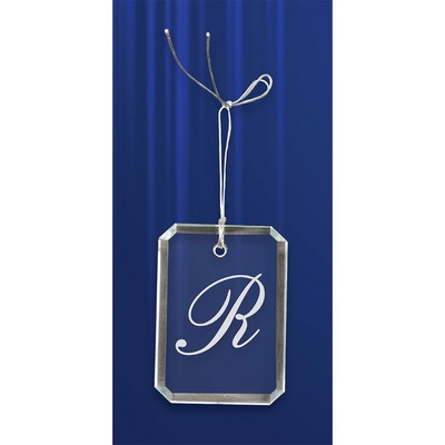 Engraved Crystal Clipped Corner Rectangle Ornament