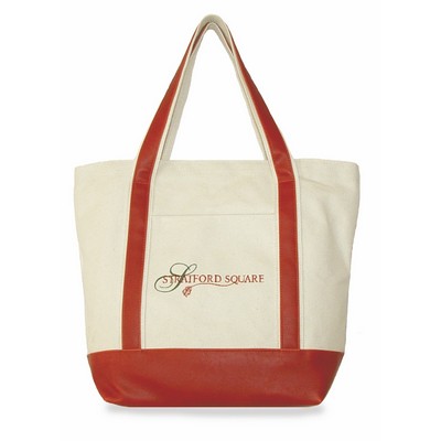 Md. Two Tone Tote (Natural Canvas/Leatherette)