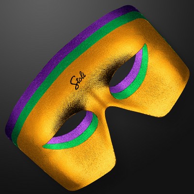 Purple, Green & Gold Masks, Mardi Gras Supplies (NON-Light Up)