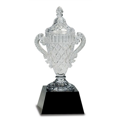 Crystal Lidded Cup Trophy, 10 3/4"H