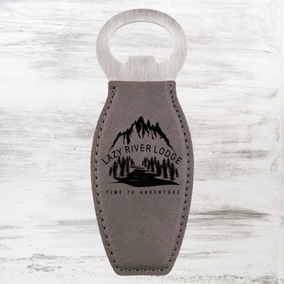 Gray Leatherette Bottle Opener w/ Magnet