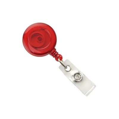 Round Translucent Plastic Badge Reel (Red)