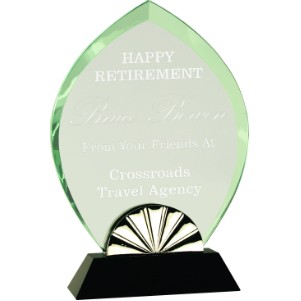 9 3/4" Oval Horizon Glass Award with Black Base