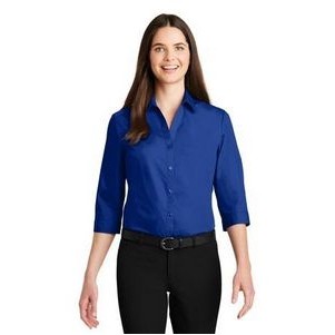 Port Authority® Ladies 3/4 Sleeve Carefree Poplin Shirt