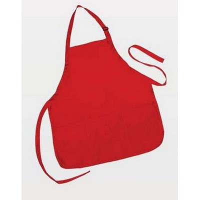 Medium Length Bib Apron with Adjustable Neck Strap & 3 Front Pockets