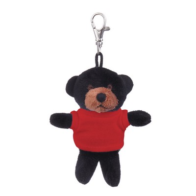 Soft Plush Black Bear Keychain with Tee