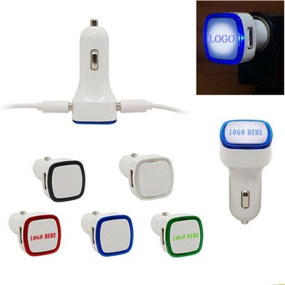 Square Dual Port USB Car Charger