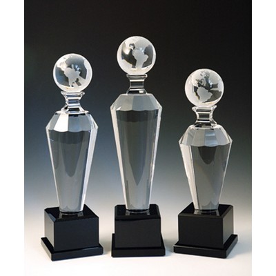 World Globe Optical Crystal Award/Trophy 11"H