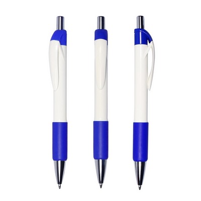 Rubber Grip White Plastic Pen