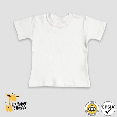 Baby Short Sleeve Crew Neck T-Shirt White 100% Cotton- Laughing Giraffe®