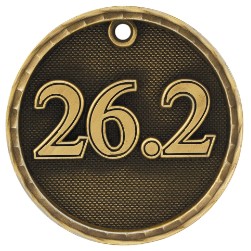 2" Antique Finish 3D 26.2 (Marathon) Medal