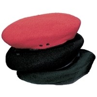 Wool Service Beret Hat w/Vinyl Trim