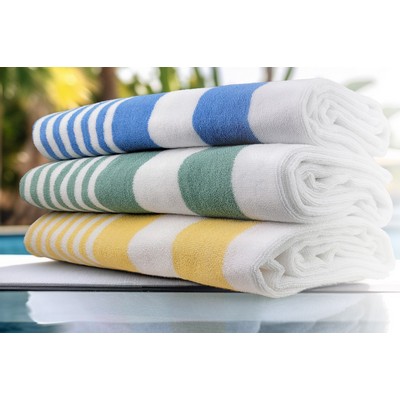 2-Ply Blue Tropical Stripe Pool Towels (32"x70")