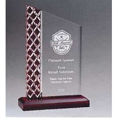 Zenith Series Clear Acrylic Award w/Lattice Pattern & Red Metallic Accent (5.5"x 9.25")