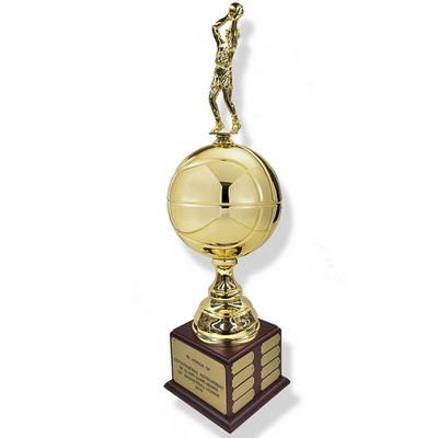 30" Gold Basketball Perpetual Trophy w/Male Figure