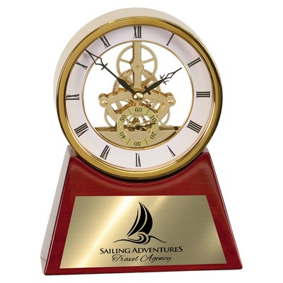 7 1/4" Executive Gold & Rosewood Piano Finish Clock