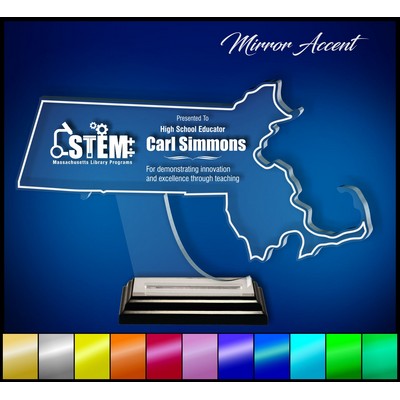 10" Massachusetts Clear Acrylic Award with Mirror Accent