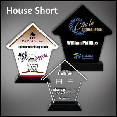 9" House Clear Acrylic Award with a Black Wood Base