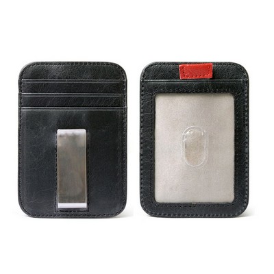 Leather Wallet w/Metal Clip