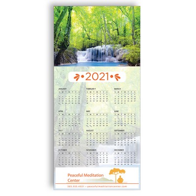 Z-Fold Personalized Greeting Calendar - Forest Waterfall