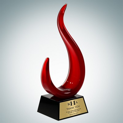 Art Glass The Red Jay Award w/ Gold Plate