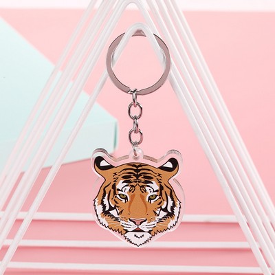 Tiger Shaped Keychain Acrylic Key Ring For Souvenir- Two Sides Printing