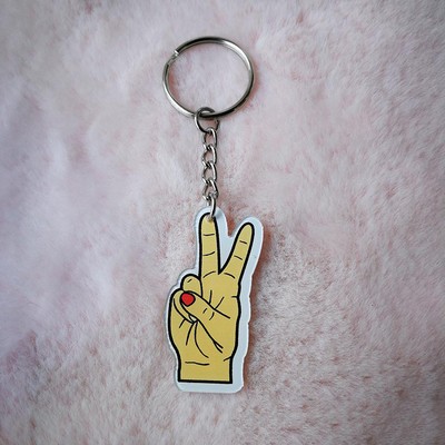 Hands Shaped Keychain Acrylic Key Ring - Two Sides Printing