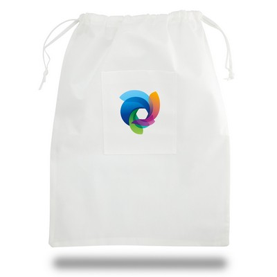 White Non Woven Drawstring Laundry Bag - Full Color Transfer (18"x24")