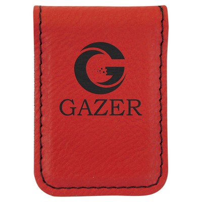 Red Money Clip, Laserable Leatherette