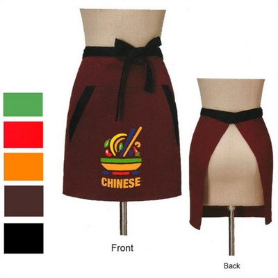 12 oz. Woven frock fabric Two-tone Waist Apron w/ 2 pockets