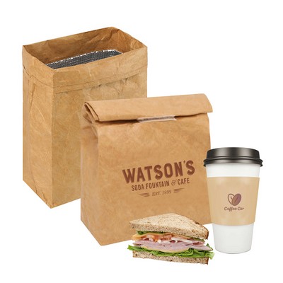 Reusable Kraft Paper Insulated Lunch Bag