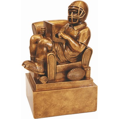 9" Antique Gold Fantasy Football Man in Chair Resin