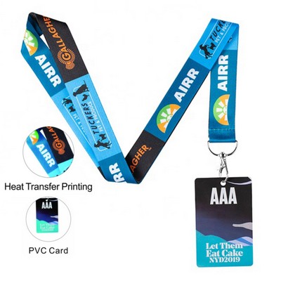 1" Combo Sublimated Lanyard w/ PVC plastic ID Card Lanyards