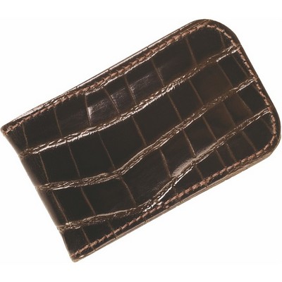 Brown Alligator Leather Money Clip Magnetic Money Clip