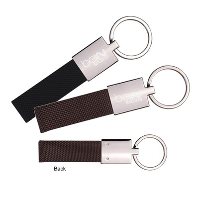 Canvas Metal Key Chain In Shiny Nickel Finish