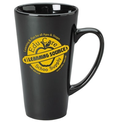 16 Oz. Black Gloss Cafe Latte Coffee Mug