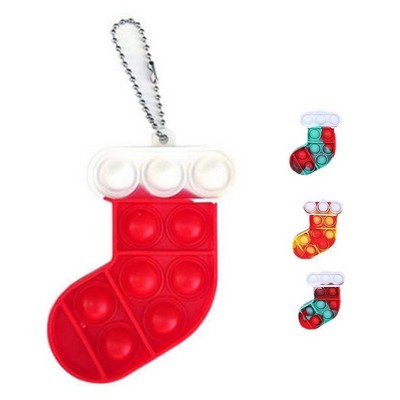 Christmas Sock Bubble Push Pop Keychain