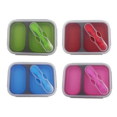 Silicone Food Container with Dual Utensil