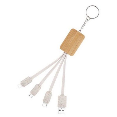 Rectangle Bamboo 3 in 1 USB Charging Cable