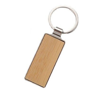 Slim Rectangle Metal Bamboo Keychain